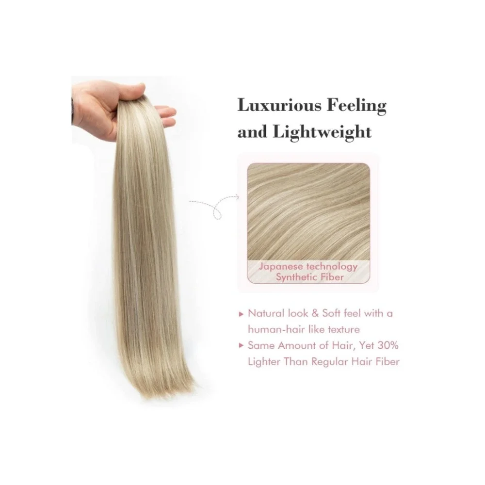 REECHO‎ 24 Inch Ash Brown Blonde Highlights Clip In Hair Extensions 5pc 240g